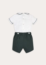 The Icon Hand Smocked Peter Pan Collar Two Piece Set in Green (18mths-6yrs) TWO PIECE SETS from Pepa London