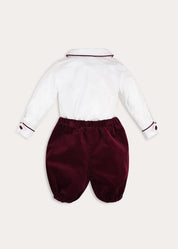 Velvet Hand Smocked Peter Pan Collar Two Piece Set in Burgundy (18mths-4yrs) TWO PIECE SETS from Pepa London