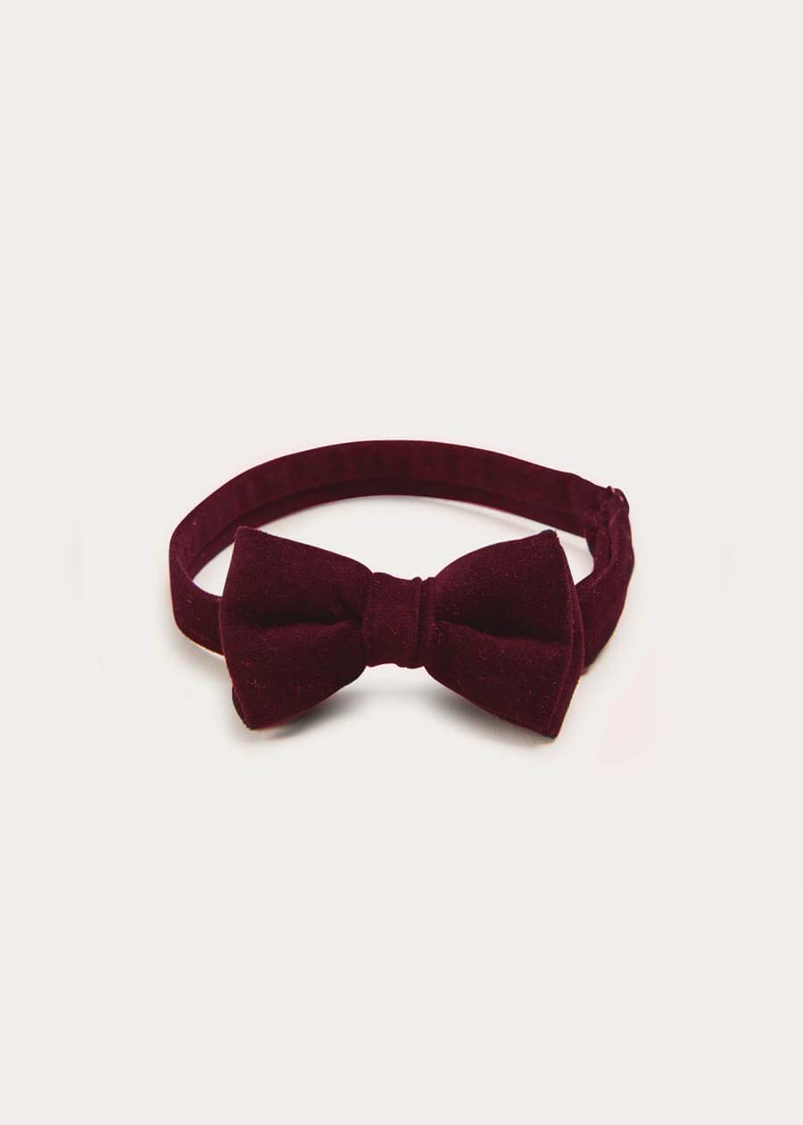 Velvet Bow Tie In Burgundy Hair Accessories from Pepa London