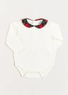 Belgravia Tartan Long Sleeve Bodysuit in Red (1mth-3yrs) Tops & Bodysuits  from Pepa London