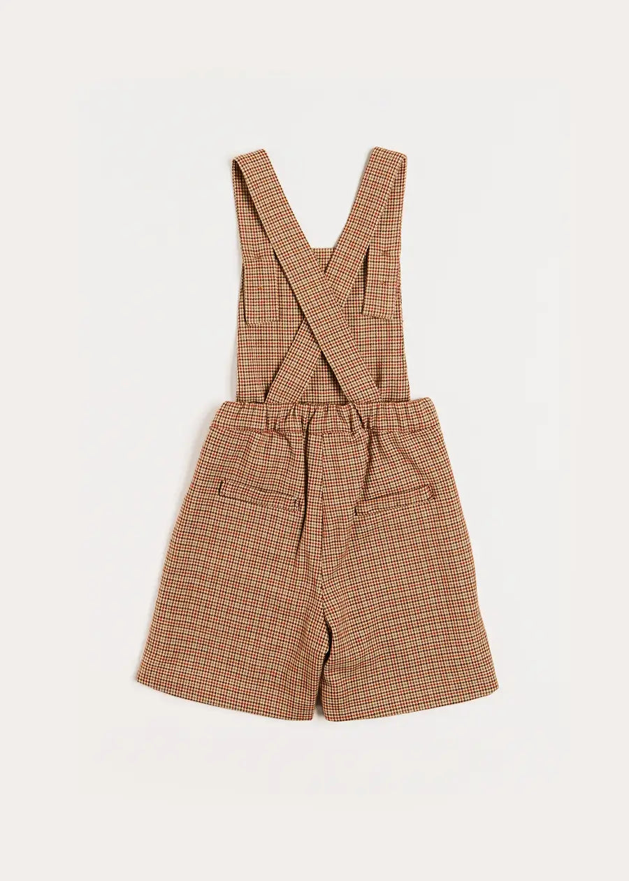 Chester Check Dungarees in Caramel (18mths-4yrs) Dungarees  from Pepa London