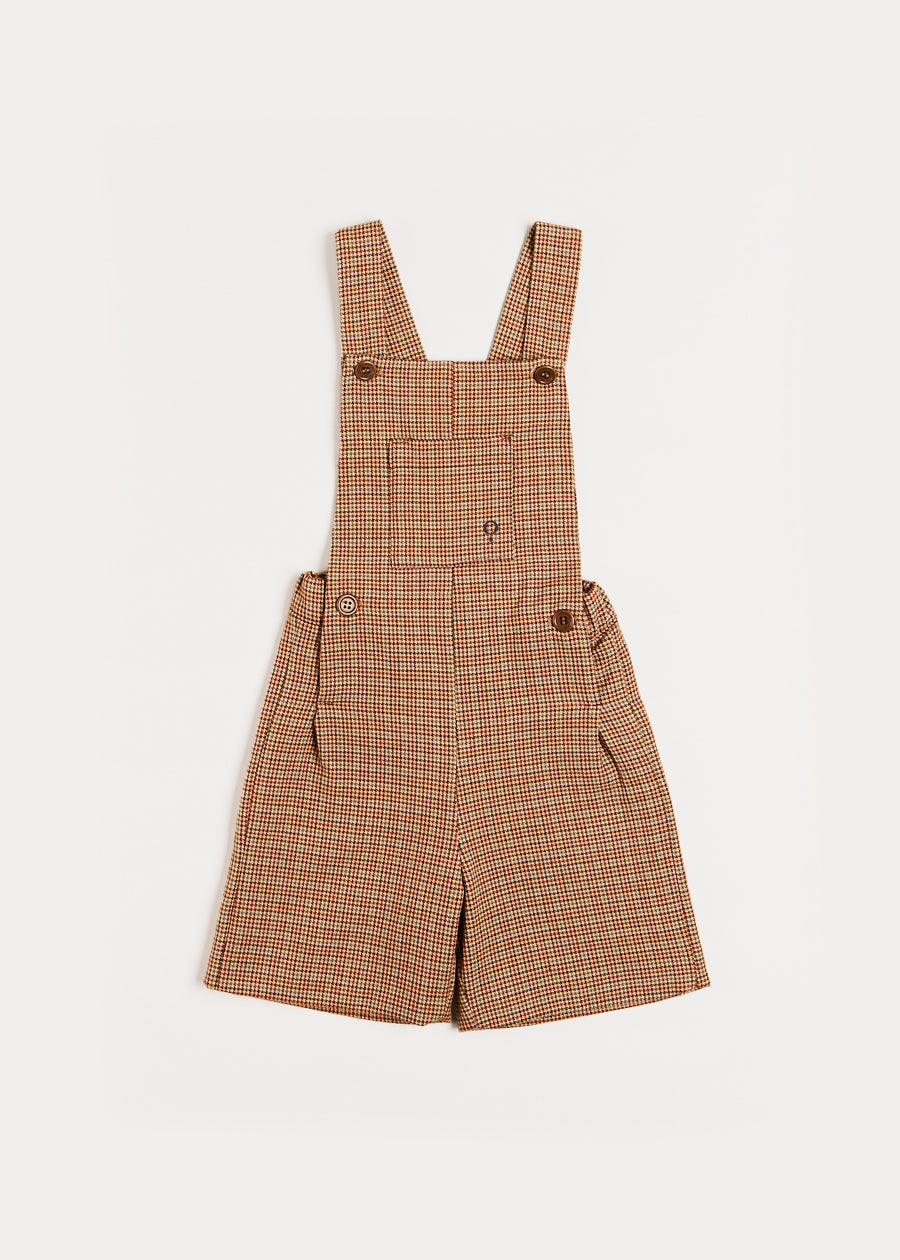 Chester Check Dungarees in Caramel (18mths-4yrs) Dungarees from Pepa London