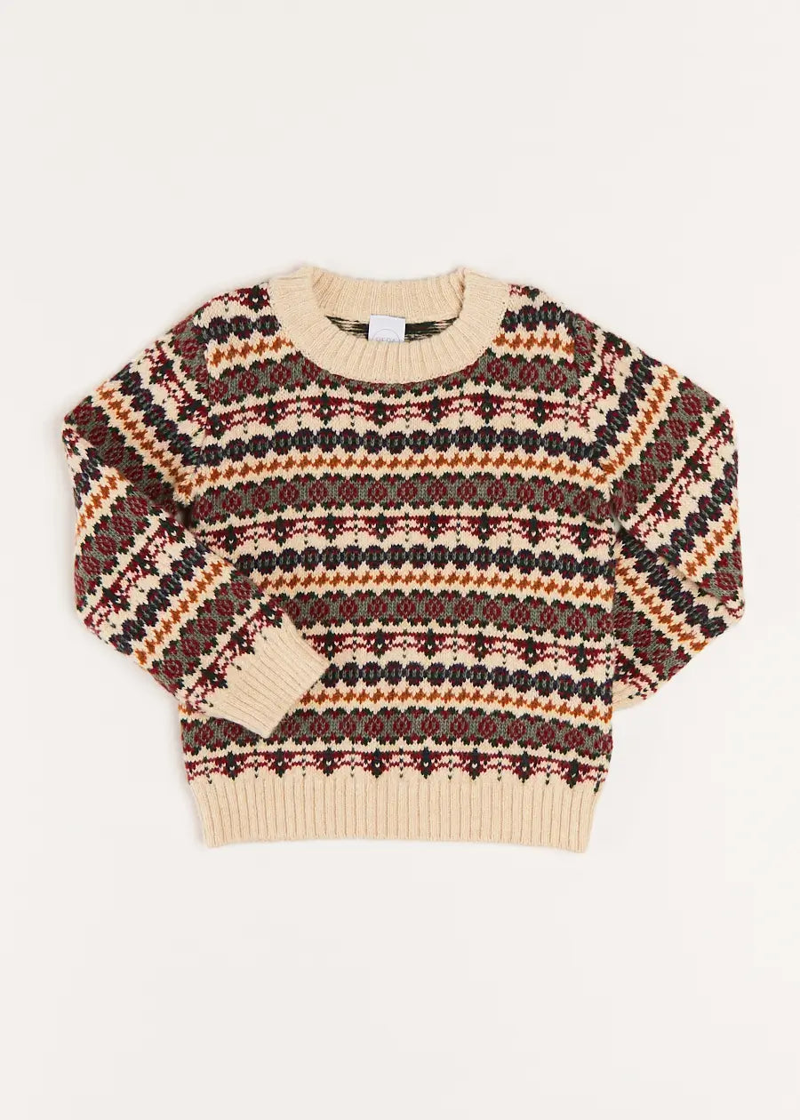 All Over Fair Isle Jumper in Camel (4-10yrs) Knitwear  from Pepa London
