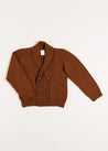 Shawl Neck Cardigan in Caramel (2-10yrs) Knitwear  from Pepa London