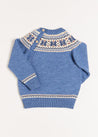 Classic Fair Isle Jumper in Blue (18mths-10yrs) Knitwear  from Pepa London