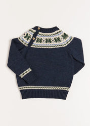 Classic Fair Isle Jumper in Navy (18mths-10yrs) Knitwear  from Pepa London