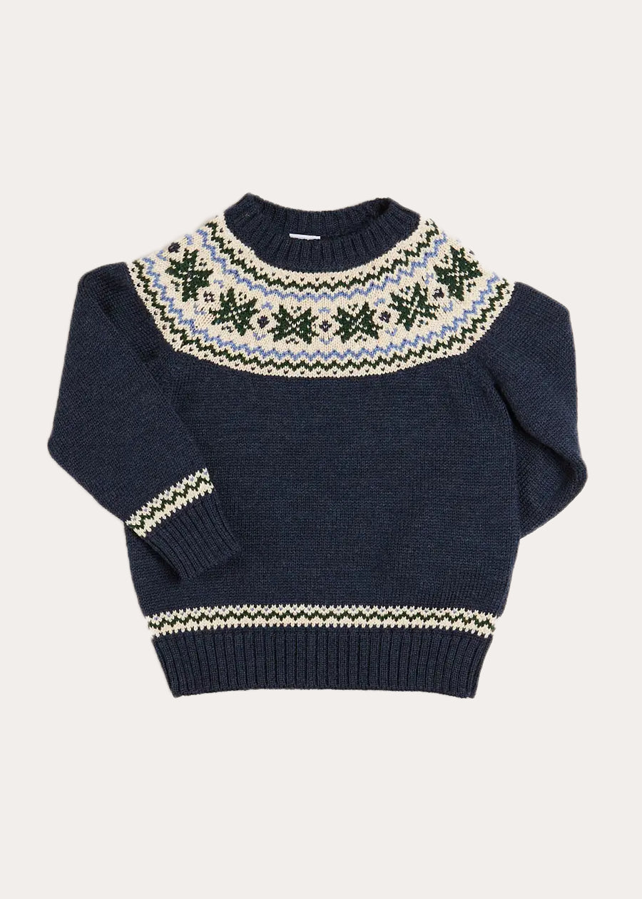 Classic Fair Isle Jumper in Navy (18mths-10yrs) Knitwear from Pepa London
