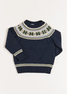 Classic Fair Isle Jumper in Navy (18mths-10yrs) Knitwear  from Pepa London