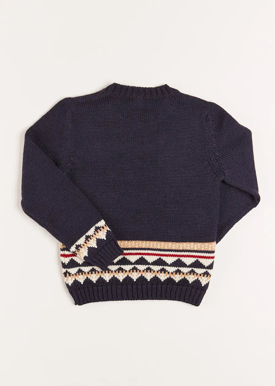 Bear Intarsia Jumper in Navy (4-10yrs) Knitwear  from Pepa London