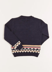 Bear Intarsia Jumper in Navy (4-10yrs) Knitwear  from Pepa London