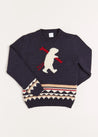 Bear Intarsia Jumper in Navy (4-10yrs) Knitwear  from Pepa London