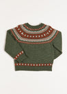 Fair Isle Merino Wool Jumper in Green (4-10yrs) Knitwear  from Pepa London