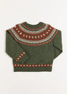 Fair Isle Merino Wool Jumper in Green (4-10yrs) Knitwear  from Pepa London