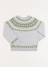 Fair Isle Merino Wool Jumper in Grey (4-10yrs) Knitwear  from Pepa London