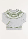 Fair Isle Merino Wool Jumper in Grey (4-10yrs) Knitwear  from Pepa London