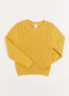 Cable Knit Crew Neck Jumper in Mustard (2-10yrs) Knitwear  from Pepa London