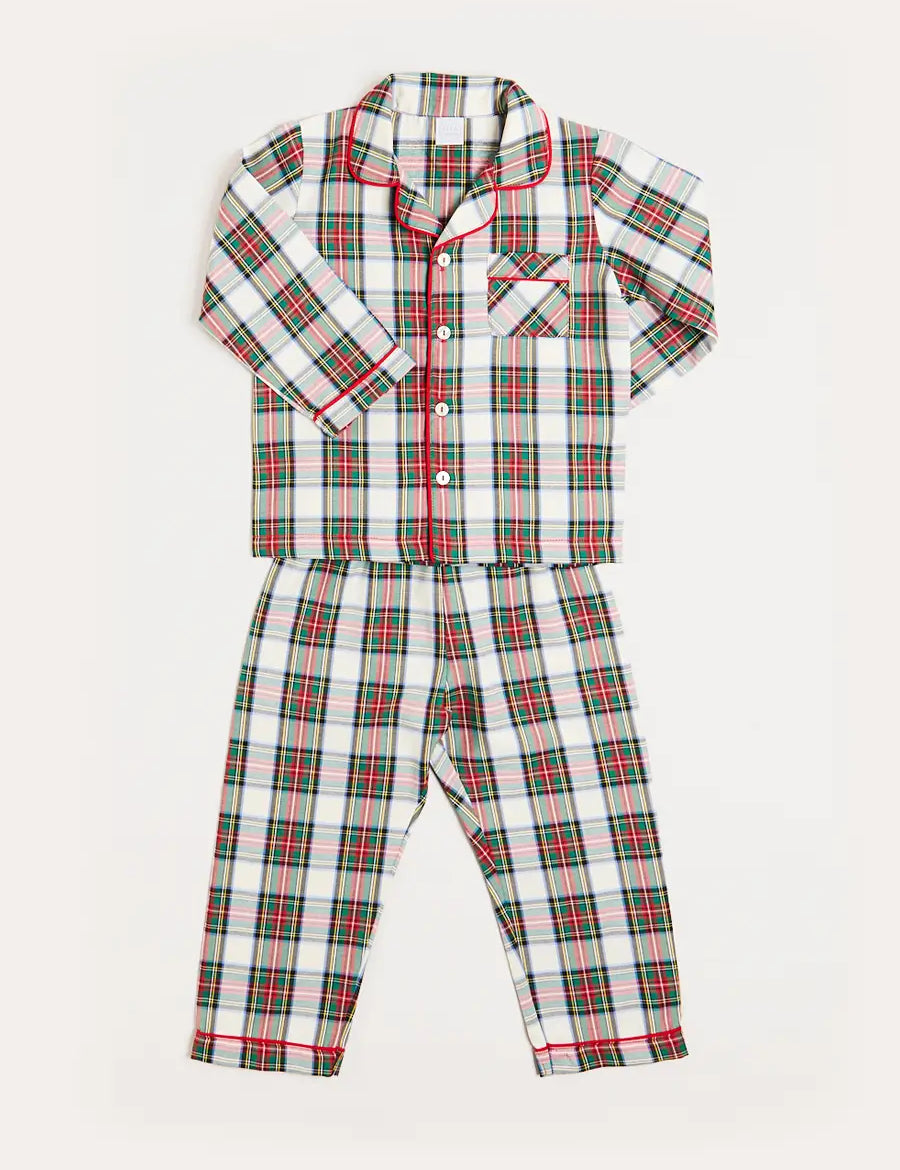 Sussex Tartan Pyjamas in Red (18mths-10yrs) Nightwear  from Pepa London