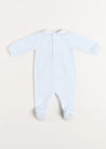 Velour Peter Pan Collar All-In-One in Blue (1mth-12mths) Baby One-Pieces  from Pepa London