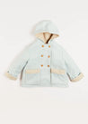 Herringbone Fluffy Lined Coat in Blue (6mths-2yrs) Coats  from Pepa London