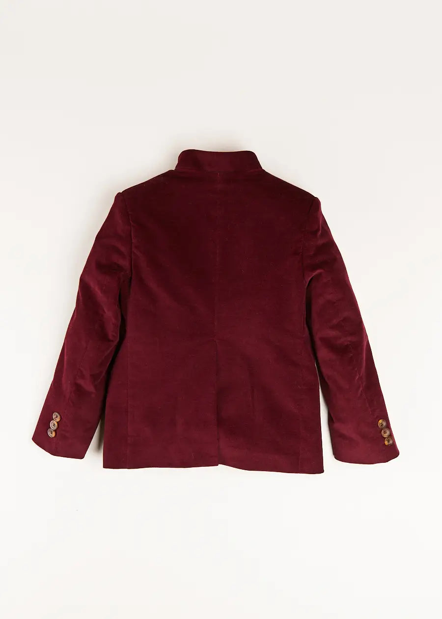 Velvet Mao Collar Blazer in Burgundy (4-10yrs) Coats  from Pepa London