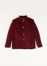 Velvet Mao Collar Blazer in Burgundy (4-10yrs) Coats  from Pepa London