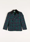 Windsor Tartan Double Breasted Blazer in Green (4-10yrs) Coats  from Pepa London