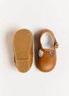 Leather T-Bar Baby Shoes in Brown (20-26EU) Shoes  from Pepa London