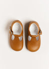 Leather T-Bar Baby Shoes in Brown (20-26EU) Shoes  from Pepa London