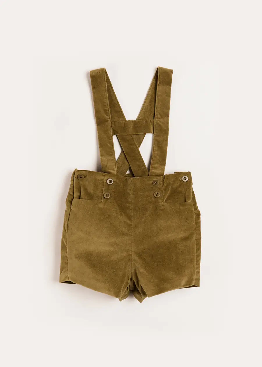 Velvet Button Detail Shorts with Braces in Green (18mths-4yrs) Shorts  from Pepa London