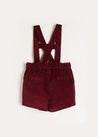 Velvet Button Detail Shorts with Braces in Burgundy (18mths-4yrs) Shorts  from Pepa London