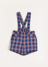 Eaton Check Shorts with Braces in Navy (18mths-4yrs) Shorts  from Pepa London