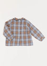 Winchester Check Peter Pan Collar Shirt in Caramel (12mths-4yrs) Shirts  from Pepa London