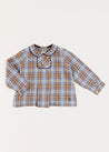 Winchester Check Peter Pan Collar Shirt in Caramel (12mths-4yrs) Shirts  from Pepa London