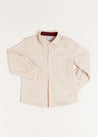 Striped Polo Collar Long Sleeve Shirt in Burgundy (12mths-10yrs) Shirts  from Pepa London