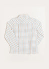 Rutherford Check Polo Collar Long Sleeve Shirt in Brown (3-10yrs) Shirts  from Pepa London