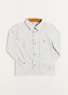 Rutherford Check Polo Collar Long Sleeve Shirt in Brown (3-10yrs) Shirts  from Pepa London