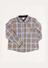 Winchester Check Polo Collar Long Sleeve Shirt in Caramel (3-10yrs) Shirts  from Pepa London