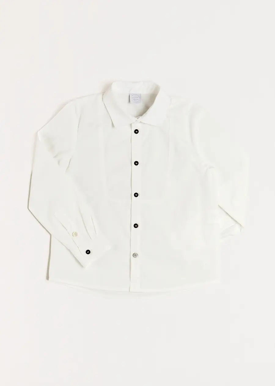 Contrast Button Formal Shirt in White (4-10yrs) Shirts  from Pepa London