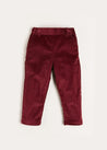 Corduroy Trousers in Burgundy (18mths-4yrs) Trousers  from Pepa London