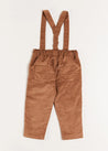 Corduroy Braces Trousers in Caramel (18mths-4yrs) Trousers  from Pepa London