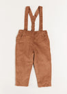 Corduroy Braces Trousers in Caramel (18mths-4yrs) Trousers  from Pepa London