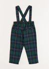 Windsor Tartan Trousers with Braces in Green (18mths-4yrs) Trousers  from Pepa London