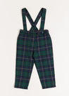 Windsor Tartan Trousers with Braces in Green (18mths-4yrs) Trousers  from Pepa London