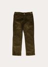 Corduroy Five Pocket Trousers in Green (4-10yrs) Trousers  from Pepa London