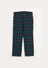 Windsor Tartan Trousers in Green (4-10yrs) Trousers  from Pepa London