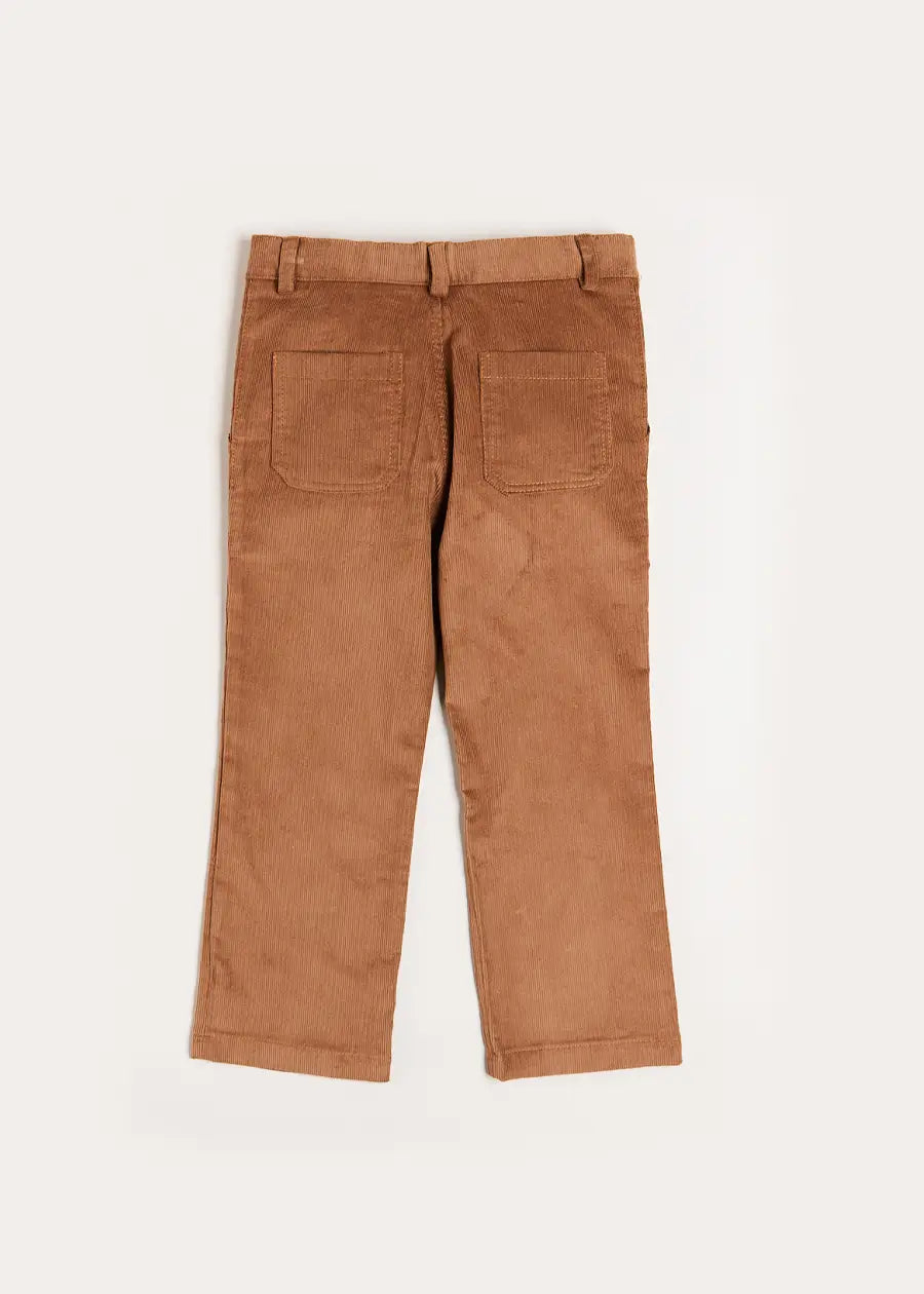 Corduroy Pocket Detail Trousers in Caramel (4-10yrs) Trousers  from Pepa London