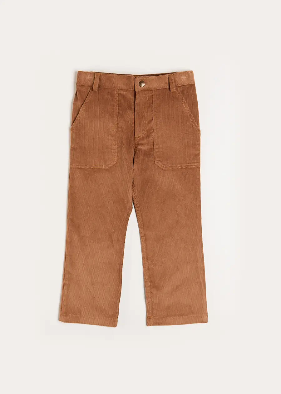 Corduroy Pocket Detail Trousers in Caramel (4-10yrs) Trousers  from Pepa London