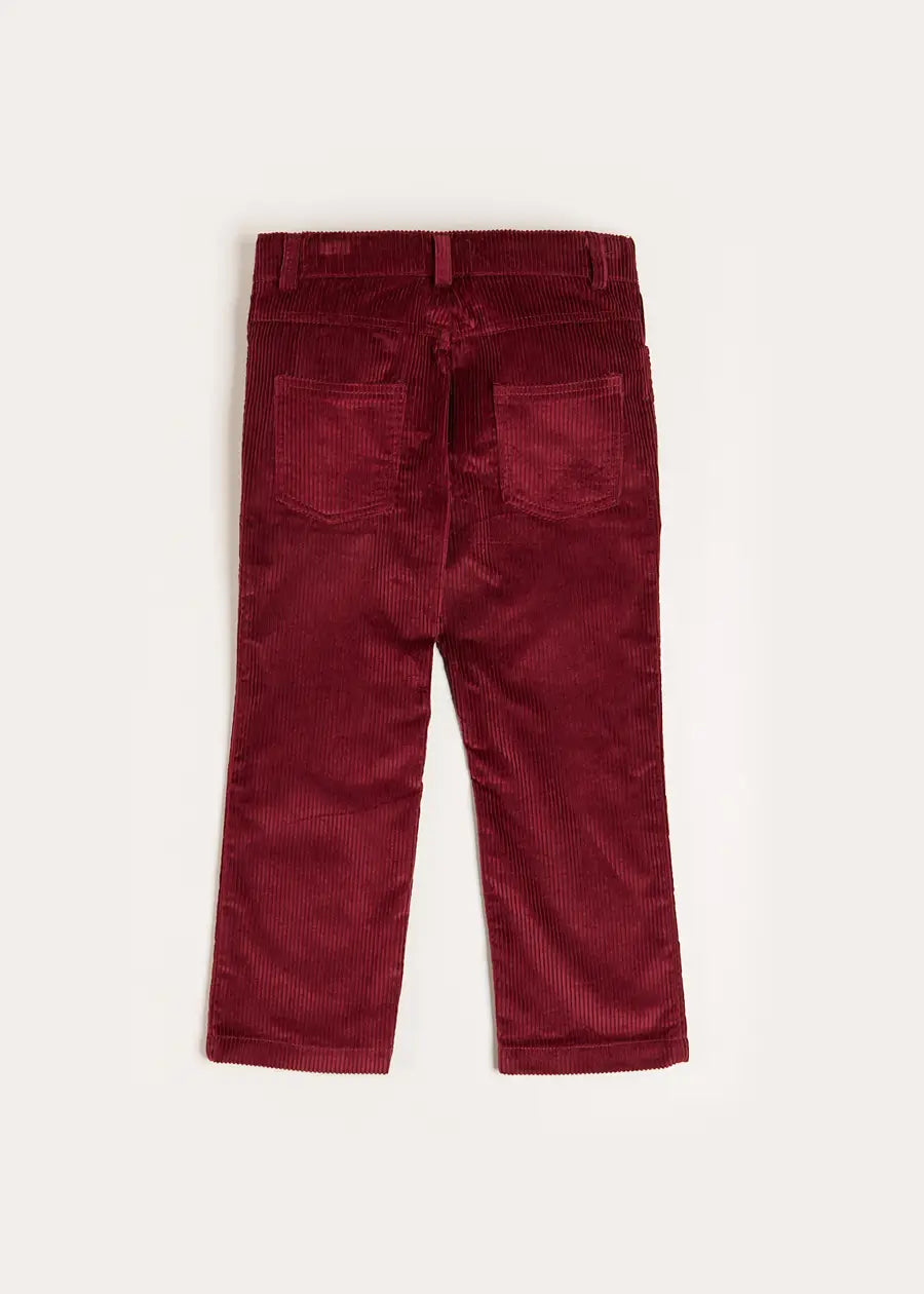 Corduroy Five Pocket Trousers in Burgundy (4-10yrs) Trousers  from Pepa London