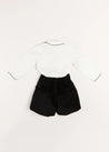 Velvet Contrast Trim Peter Pan Collar Two Piece Set in Black (18mths-5yrs) Two Piece Set  from Pepa London