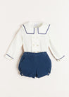 Mariner Collar Long Sleeve Two Piece Set in Blue (12mths-3yrs) Two Piece Set  from Pepa London